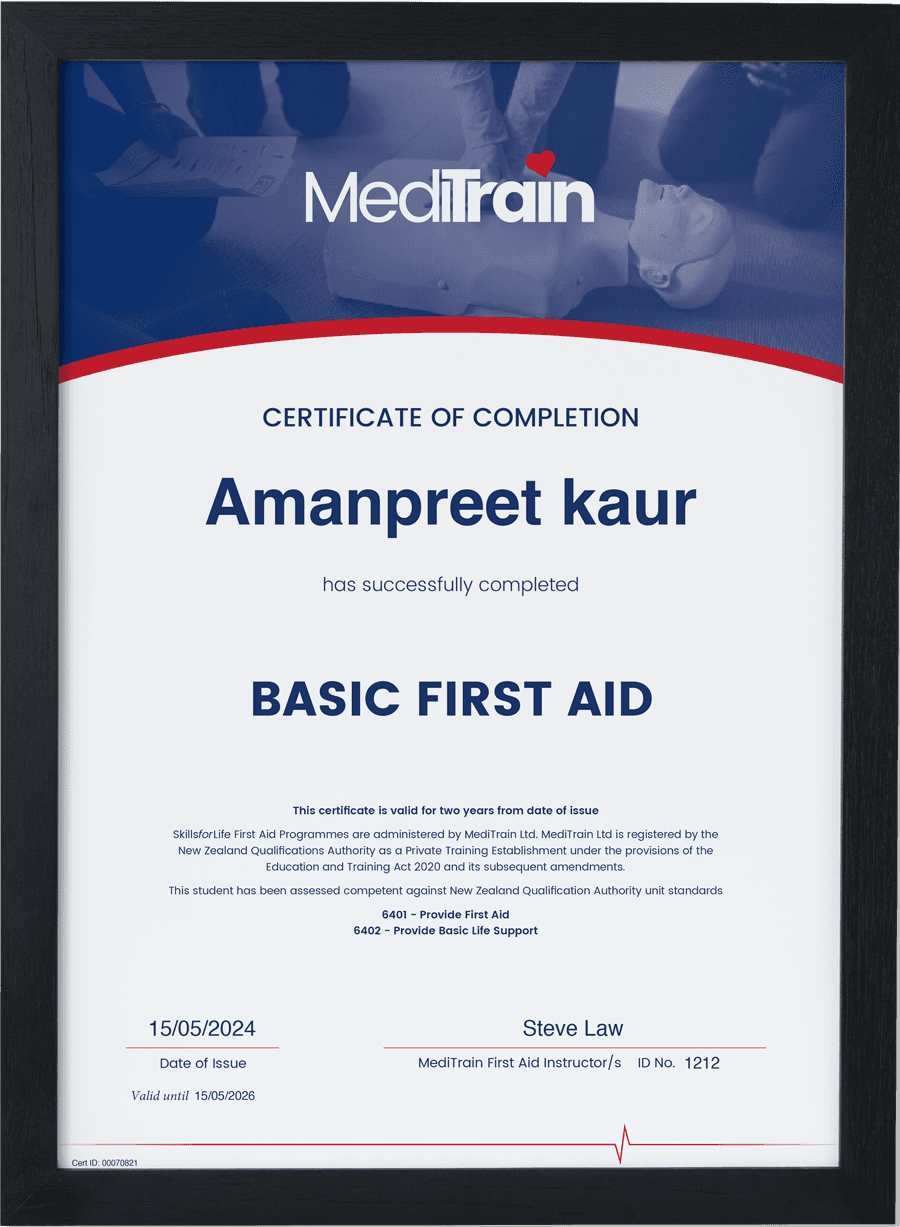 Amanpreet's First Aid Certificate